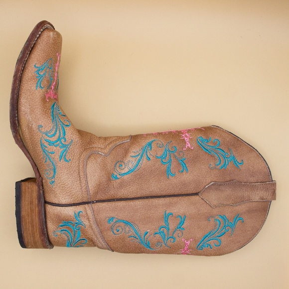 Circle G Embroidered Cross Leather Boots L5120 Women's Size 9 - Picture 7 of 11